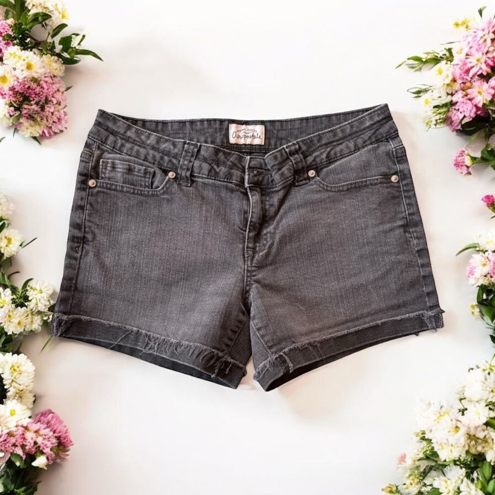 Aeropostale Black Faded Jean Shorts